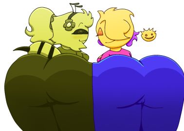 2girls animal_ears animal_humanoid animal_tail ass ass_focus ass_to_ass bee_girl big_ass big_breasts blue_pants breasts bweswees_bizznip colorbox_(mustard) dark_yellow_pants female female_only fiddlebops fur fur_ass fur_breasts fur_thick_thighs furry furry_female gui_haha humanoid_pussy incredibox incredibox_mod pink_shirt pussy pussy_visible_through_clothes scrub_daddy_(brand) scrub_daddy_gf sting yellow_shirt yellow_skin