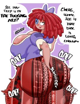 1girls 2025 areolae areolae_slip artist_upload ass ass_bigger_than_head ass_bigger_than_torso ass_focus ass_grab autofisting backboob big_areola big_ass big_nipples big_thighs blush blushing blushing_at_viewer blushing_female breasts breasts_bigger_than_head breasts_bigger_than_torso butt_digging button_eye casual_nudity clapping_ass clapping_buttocks clapping_cheeks cleavage cleavage_overflow clothed clothing curly-haired_female curly_hair curvy curvy_female curvy_figure deep_ass dialogue dialogue_bubble digging_up_in_they_ass english english_text fat_ass female female_only flare_pants forbidden_pants hand_in_ass heart_symbol huge_ass huge_breasts huge_thighs imminent_sex inviting inviting_to_sex inviting_viewer looking_at_viewer looking_back looking_back_at_viewer nipples_visible_through_clothing no_bra onomatopoeia pov pov_eye_contact ragatha_(the_amazing_digital_circus) red-haired_female red_hair revealing_clothes simple_background smiling smiling_at_partner smiling_at_viewer solo solo_female solo_focus teasing text the_amazing_digital_circus thedorodaddy thick thick_ass thick_hips thick_legs thick_thighs twerking voluptuous voluptuous_female watermark wide_hips wide_thighs