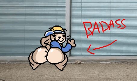 animated anus ass big_ass big_butt directional_arrow female fur gesture how_to_be_cool lagomorph leporid looking_back lowres mammal multicolored_body multicolored_fur nxyitn peeb_(piemations) piemations rabbit scut_tail short_playtime short_tail solo tail text thick_thighs waving