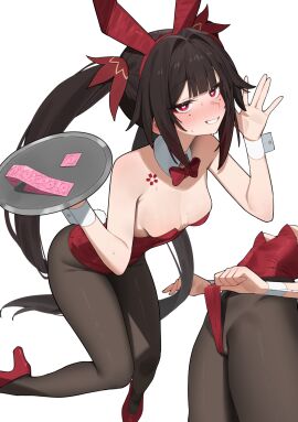 1girls 2d alternate_costume animal_ear_hairband animal_ears bare_shoulders black_chastity_cage black_hair bow bowtie choker clothed clothed_female color condom condom_packet_strip condom_wrapper detatched_collar fake_animal_ears female female_only flasso flower_tattoo full_color hair hair_intakes heart heart-shaped_pupils high_heels highleg highleg_leotard highres holding holding_object holding_tray honkai:_star_rail honkai_(series) hoyoverse leotard leotard_lift light_blush long_hair looking_at_viewer multiple_views non-nude pantyhose pink_hair playboy_bunny pumps rabbit_ear_hairband rabbit_ears red_bow red_bowtie red_eyes red_leotard sabotaged_condom shoes simple_background small_breasts smile solo sparkle_(honkai:_star_rail) strapless strapless_leotard symbol-shaped_pupils tattoo tray twintails very_long_hair white_background white_wrist_cuffs wrist_cuffs