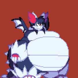 animated ayax_(ayaxstudio) big_breasts breasts cleavage fat_female female furry huge_breasts male moobs morbidly_obese overweight testthehuman thick_thighs wide_hips