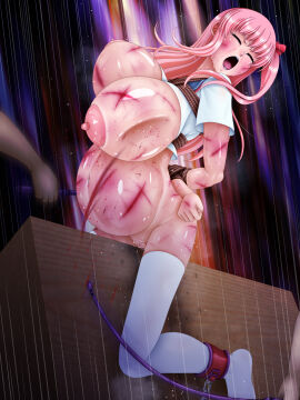 arms_behind_back arms_tied arms_tied_behind_back big_breasts bondage breasts closed_eyes crying_with_eyes_closed female gigantic_breasts hacchake_yarou_a_team haramura_nodoka hatchake_taro helpless long_hair non_consensual pain pink_hair pregnant pregnant_female sadism saki screaming screaming_in_agony screaming_in_pain socks thigh_socks variant whip_marks whipping wooden_horse