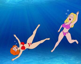 20th_century_studios 2girls american_dad disney drown drowning female francine_smith gina_golddigger sexfightfun underwater water