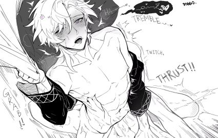 aventurine_(honkai:_star_rail) black_and_white cumshot dr._ratio_(honkai:_star_rail) gay gay_anal gay_sex honkai:_star_rail open_mouth