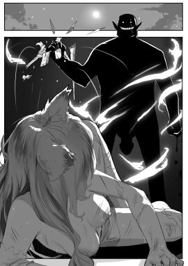 absurdres ape arm_grab arm_held_back blonde_hair blue_hair blush breasts completely_nude crying crying_with_eyes_open cum defeat female freckles haplorhine injury long_hair medium_breasts monster nipples nude open_mouth primate pussy red_eyes restrained ryona sex sex_from_behind shitappa0120 size_difference straight tears torn_clothes vaginal_penetration zoophilia