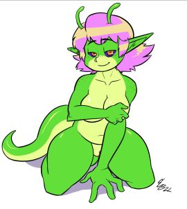 alien alien_girl alien_humanoid alien_only breasts covering covering_breasts covering_nipples covering_self cybertoxin female female_focus female_only fully_naked fully_nude looking_at_viewer oc original_character original_characters sitting sitting_down sitting_on_floor sitting_on_ground xylla_(cybertoxin)