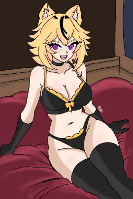 1girls 2024 belly_button black_hair female fox fox_ears fox_tail genderswap genderswap_(mtf) kaizzer kendomurft latam_virtual_youtuber pink_eyes rule_63 tagme thick_thighs two-tone_hair virtual_youtuber vtuber vtuberfanart white_skin yellow_hair