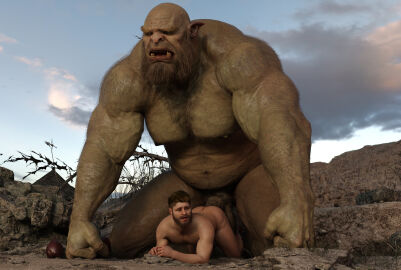 anal anal_sex balle biceps duo fangs genitals hairy hi_res human humanoid humanoid_pointy_ears lex-icon male male/male mammal musclegut muscles muscular nipples ogre penetration penis size_difference teeth vein veiny_muscles veiny_penis