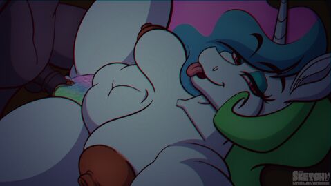 alicorn animal_genitalia animal_penis anthro areola balls big_breasts breasts duo equid equine equine_genitalia equine_penis erect_nipples erection female friendship_is_magic genitals hasbro hi_res horn large_breasts male male/female mammal my_little_pony mythological_creature mythological_equine mythology nipples nude penetration penis princess_celestia_(mlp) pubes sex sketchybug vaginal_penetration vulva wings