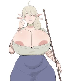 1girls areola areola_slip areolae areolae_peeking areolae_slip barely_contained barely_contained_breasts big_areola big_areolae big_nipples blank_background blonde-haired_female blonde_female blonde_hair breasts breasts_bigger_than_head breasts_bigger_than_torso bulge bulge_through_clothing cleavage cleavage_cutout cleavage_overflow cleavage_window closed_eyes closed_eyes_smile clothed clothing covered_navel elf elf_ears elf_female elf_girl eyes_closed female female_focus female_only fully_clothed huge_areola huge_areolae huge_breasts huge_thighs huge_tits light_skin long_ears looking_at_another looking_at_viewer male mature_female nipple_slip nipples no_dialogue no_text oc original_character original_characters penis penis_bulge pointed_ears pointy_ears shinhyunxi showing_teeth simple_background skirt smile smiling_at_another smiling_at_viewer solo solo_female solo_focus staff standing standing_position staring staring_at_another staring_at_viewer teeth teeth_showing teeth_visible textless thick_thighs thighs_bigger_than_head tight_clothes tight_clothing tight_fit tight_skirt voluptuous voluptuous_female white_background wide_hips