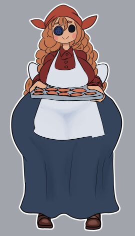 1girls apron artist_name big_breasts bottom_heavy breasts button_eyes clothed clothed_female clothes clothing female female_only fully_clothed fully_clothed_female hips_wider_than_shoulders lemonadepikachu light-skinned_female light_skin moria_dulcia original original_character pale-skinned_female pale_skin skirt sole_female wide_hips