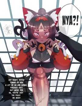 1boy 1girls 2_tails animal_ears big_penis black_hair blush breasts cat_ears cat_girl catgirl cleavage clothed dark-skinned_female dark_hair dark_skin english_text erect_penis erection female female_focus hard_on hoyoverse huge_cock hung imminent_rape imminent_sex kokoe large_penis light-skinned_male light_skin male mihoyo mostly_clothed multi_tail neko nekomata nekomiya_mana nervous penis penis_awe pov shocked shocked_expression suprised tagme tail tan-skinned_female tan_skin tanned_skin text thick thick_thighs thigh_gap thighs thiren throbbing_penis uncensored veiny_penis zenless_zone_zero