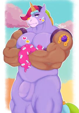 1boy animal_costume bara berry_(brawl_stars) big_muscles brawl_stars costume gay male male_focus male_only muscles muscular muscular_male yaoi