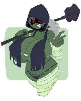 1girls 2d 2d_(artwork) 2d_artwork 4four44 breasts female grave_digger huge_breasts partially_clothed red_eyes roblox roblox_game robloxian rule_63 shovel tagme thighs tower_defense_simulator zombie zombie_girl