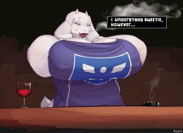 1girls 2d anthro big_breasts breasts english_text fair_argument_but… female female_focus female_only furry furry_female furry_only gilf humanoid large_breasts looking_at_viewer magnetus massive_breasts milf smoke smoking solo solo_female solo_focus talking text toriel undertale undertale_(series) white_fur