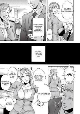 business_attire business_suit business_woman closed_eyes clothed clothed_female clothed_male doujinshi female hard_translated jyoka laugh laughing male office office_lady original ponytail smile stressed suit suit_and_tie tie translated
