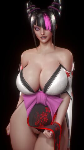 1girls 3d almightypatty alternate_breast_size asian asian_female asymmetrical_hair bare_shoulders big_breasts big_hips black_hair bottomless breasts capcom cleavage female female_only hair_over_one_eye hips hourglass_figure huge_breasts human human_female human_solo inviting inviting_to_sex juri_han korean korean_female large_breasts large_hips lifted_by_self lifting_clothing light-skinned_female light_skin looking_at_viewer no_bra no_panties pelvic_curtain pelvic_curtain_lift purple_eyes pussy pussy_peek seducing seductive solo solo_female street_fighter street_fighter_6 tagme thighs upper_body wide_hips