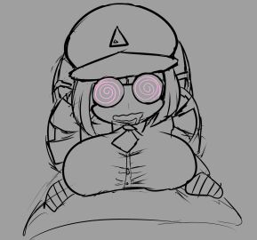 1girls big_breasts breasts delta_(desiredelta) desiredelta drooling female female_focus fully_clothed hypnosis line_art mary_(desiredelta) mind_control original spiral_eyes