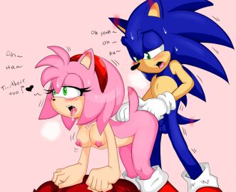 all_fours amy_rose anal anal_fingering anthro areolae ass ass_up bent_over big_breasts black_nose blue_fur blue_hair blue_penis blush breasts denizen1414 dialogue doggy_style dripping duo erect_nipples erection female fingering from_behind from_behind_position gloves green_eyes hair_ornament hairband hanging_breasts heart hedgehog legs looking_pleasured male mammal mostly_nude nipples open_mouth penetration penis pink_fur pink_hair pink_nipples pussy randomguy999 saliva sega sex shoes sonic_(series) sonic_the_hedgehog standing straight sweat sweatdrop tail text thighs tongue tongue_out vaginal_penetration white_gloves