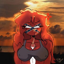 1boy 1girls annoyed_expression boobjob breasts confederate_states_of_america_(countryhumans) countryhumans countryhumans_girl cum cum_on_face female incest kingkokoko35 long male paizuri penis sunset titfuck titjob traitors united_states_of_america_(countryhumans)