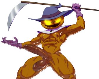 1boy 5_fingers balls bara big_balls big_penis chromamorph erection gloves halloween holidays jack-o'-lantern jack_o'_lantern jack_o'lantern_(tgaobam) male male_focus male_nipples male_only monoche monster muscular muscular_male naked nipples non-human nude object_head penis pumpkin pumpkin_butt pumpkin_head scythe solo_male the_grim_adventures_of_billy_and_mandy witch_hat yaoi