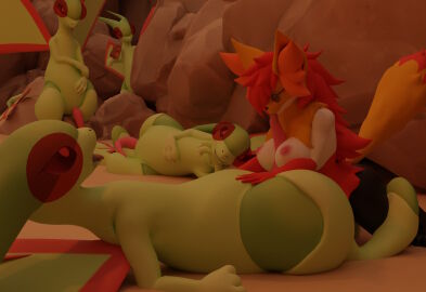3d anthro anthro_on_feral being_watched blender_(artwork) bodily_fluids bonepie breast_play breasts delphox desert digital_media_(artwork) drooling duo eating eating_food fellatio female feral flaccid flygon generation_3_pokemon generation_6_pokemon genital_fluids genitals group hi_res looking_at_another lying male male/female meat_on_bone nintendo on_back oral paizuri penile penis pokemon pokemon_(species) precum saliva sand sex sitting titfuck titjob tongue tongue_out zaraya zoophilia
