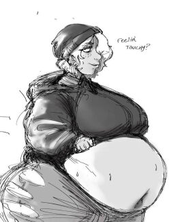 ass bbw beanie beanie_hat big_belly breasts chubby chubby_female fat fat_ass fat_female fat_fetish fatcanopy female lifting_shirt looking_at_viewer original sweat thick_thighs