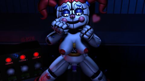1girls 3d animatronic baby_(fnafsl) big_breasts blue_eyes breasts circus_baby circus_baby_(fnaf) circus_baby_(original) dildo dildo_in_pussy dildo_penetration dildo_riding dildo_sitting female five_nights_at_freddy's five_nights_at_freddy's:_sister_location full_color glowing_eyes naked naked_female nipples no_panties nude nude_female pussy red_hair red_nipples robot robot_girl robot_humanoid solo somethingshrimpii twintails vagina vaginal_penetration white_body