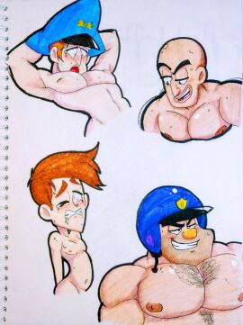 2019 4boys bedroom_eyes blonde_hair blush brown_hair cinergistic_films el_director el_general el_nerd el_poli gay group half-closed_eyes headgear headwear hi_res huevocartoon human male mammal marcianos_vs._mexicanos narrowed_eyes nipples one_eye_closed open_mouth tears teeth teeth_showing televisa traditional_media_(artwork) videocine yaoi yeidsil