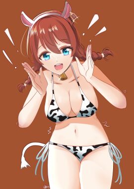 1girls bare_arms bare_belly bare_chest bare_hands bare_hips bare_legs bare_midriff bare_navel bare_shoulders bare_skin bare_thighs belly belly_button big_breasts bikini bikini_bottom bikini_only bikini_top blue-eyed_female blue_eyes braid braided_hair braided_pigtails braided_twintails breasts brown-haired_female brown_background brown_eyebrows brown_hair busty busty_female cleavage collar collarbone cow_print cow_print_bikini cow_print_swimsuit cowprint cowprint_bikini cowprint_swimsuit emma_verde exposed_arms exposed_belly exposed_chest exposed_hips exposed_legs exposed_midriff exposed_navel exposed_shoulders exposed_skin exposed_thighs eyebrows_visible_through_hair female female_focus female_only fingers freckles_on_face frecklesfreckle groin hair_between_eyes hairband high_resolution highres hourglass_figure huge_breasts large_breasts lean_figure legs_closed legs_together long_hair looking_at_viewer love_live! love_live!_nijigasaki_high_school_idol_club midriff narrow_waist navel open_mouth open_mouth_smile parted_lips plump_breasts shoulders side-tie_bikini simple_background slender_body slender_waist slim_waist solo standing string_bikini swimsuit swimwear thick_thighs thighs tongue twintails twintails_(hairstyle) upper_body upper_teeth whin wide_hips