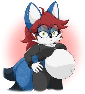 1girls anthro breasts female furry glasses pregnant spaceseacow tail