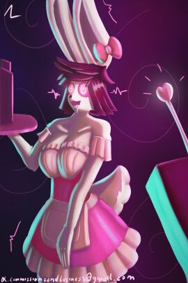 @_@ al anthro bunny_ears bunny_girl female furry hypnosis maid mind_control remote_control standing swirly_eyes tech_control white_fur