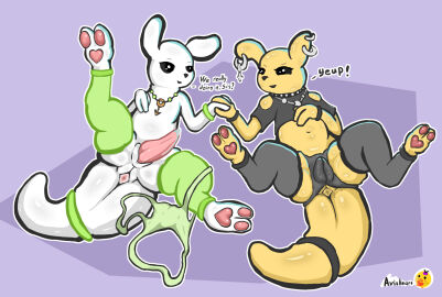 accessory animal_genitalia animal_penis animal_pussy anus avisheart belly bodily_fluids bracelet brother_(lore) brother_and_sister_(lore) clothing dialogue duo female feral footwear furgonomics genital_fluids genitals hi_res incest_(lore) jewelry legwear male monk_(rain_world) mostly_nude navel paws penis piercing precum pussy rain_world sibling_(lore) simple_background sister_(lore) slugcat socks spread_legs spreading stockings survivor_(rain_world) tail tail_accessory underwear vaginal_fluids videocult