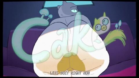 2d 2d_(artwork) adventure_time asshole_peek begging big_ass black_border blue_eyes cake_the_cat cellulite clapping_cheeks couch creaking degradation dialogue digital_media_(artwork) fat_ass feline fionna_and_cake flashblascat lamp looking_back misspelling potted_plant simple_background sound sound_effects tagme talking_to_viewer text twerking video white_fur window