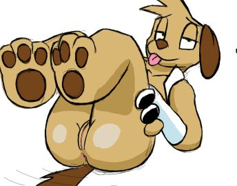 anus armor ass ass_focus bedroom_eyes bino_(housepets!) bird_dog bitalie bottomless bracers brown_body butt_focus canid canine canis clothed clothing cosplay domestic_dog feet female floppy_ears foot_focus genderswap genderswap_(mtf) genitals gloves green_eyes half-closed_eyes hand_on_ass hand_on_butt hand_on_leg handwear head_tuft housepets! hunting_dog legs_up looking_at_viewer lying lying_on_ground mammal motion_lines mtf_crossgender narrowed_eyes on_back on_ground partially_clothed pawpads paws presenting presenting_hindquarters presenting_pussy pussy rule_63 seductive simple_background solo_focus tail tail_motion tailwag tongue tuft white_background