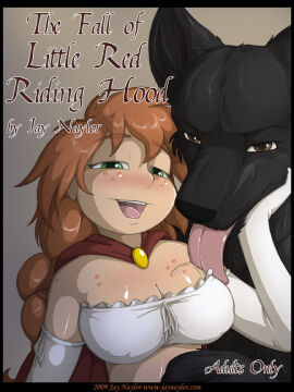 1boy 1girls 2009 2024 2d 2d_(artwork) 2d_artwork anthro big_bad_wolf blush breasts canid canine canis comic cottonwine_(jay_naylor) fairy_tales fantasy female femsub freckles freckles_on_breasts freckles_on_chest freckles_on_face freckles_on_shoulders green_eyes jay_naylor licking_breast little_red_riding_hood little_red_riding_hood_(jay_naylor) male maledom public_domain red_riding_hood the_fall_of_little_red_riding_hood tongue tongue_out wolf