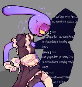 blush boner boner_in_pants desperate desperate_to_cum frotting glitch_productions grunkle_stan jax_(the_amazing_digital_circus) keeboreal maid maid_dress maid_jax_(the_amazing_digital_circus) male male_only purple_body rabbit rabbit_ears tadc the_amazing_digital_circus white_gloves