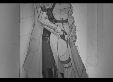 ambiguous_penetration anne_(path_to_nowhere) black_hair blush clothed clothed_sex clothes clothing coat dominant_female female female_focus female_only finger_fuck fingering implied_penetration implied_sex iron_(path_to_nowhere) larger_female path_to_nowhere pink_hair public public_sex rokikor233 shorter_female smaller_female submissive_female taller_female yuri