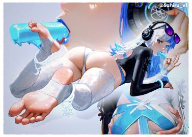 6ahiru ai_assisted animated animation blowjob_gesture boob_window feet foot_fetish foot_focus gesture longer_than_10_seconds luna_snow luna_snow_(marvel_rivals) marvel_rivals paizuri_invitation popsicle popsicle_between_breasts popsicle_in_mouth soles stirrup_legwear swimwear tagme toeless_legwear toenail_polish toes video