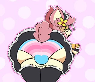 1girls 2024 anthro ass balls bodily_fluids cervine clothed clothing container cup deer deerling digital_media_(artwork) eyewear female fingers flower fluffy fur futanari generation_5_pokemon genitals glasses green_eyes hair hi_res honkofficial hooved_fingers hooves intersex lgbt_pride maid_uniform mammal nintendo noelle_evilyn_(character) open_mouth pink_body pink_fur plant pokemon pokemon_(species) pride_colors simple_background solo spring_deerling surprised_expression sweat sweatdrop tail tea_cup trans_woman transfem transgender_pride_colors uniform wearing_glasses yellow_flower