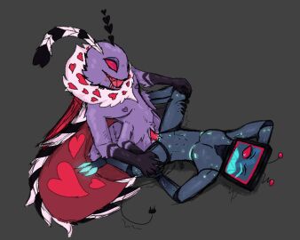 1cuntboy 2boys arthropod cum_in_pussy cuntboy demon demon_humanoid genitals hazbin_hotel intersex loviarts male male/male male_penetrating neck_tuft nude pussy screen_face screen_head sex tagme valentino_(hazbin_hotel) vox_(hazbin_hotel)