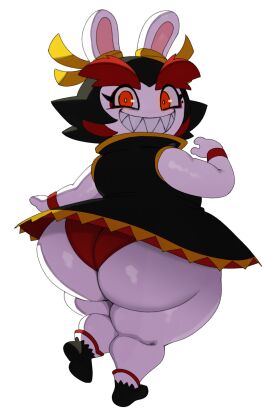 1girls 2024 2024s anthro armband ass big_ass black_dress black_hair bubble_ass bubble_butt bunny digital_media_(artwork) dress fat_ass female female_focus female_only from_behind furry furry_female hips huge_ass kanya_(mario_+_rabbids) lagomorph lagomorph_humanoid leporid looking_at_viewer looking_back mario_(series) mario_+_rabbids mario_+_rabbids:_sparks_of_hope nintendo panties rabbid rabbit raving_rabbids red_eyebrows red_eyes red_panties sharp_teeth shortstack simple_background skirt smile solo solo_female sssonic2 thick thick_ass thick_thighs thighs ubisoft underwear upskirt video_games white_background white_body white_fur wide_hips