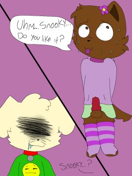 3:4 absurd_res animal_genitalia animal_penis anthro balls bodily_fluids brown_body brown_fur canid canine canine_genitalia canine_penis canis clothed clothing collar digital_media_(artwork) domestic_dog drooling duo erection feral footwear fur genitals hi_res koffi_(moneydogfilms) koredex legwear male male/male mammal nervous nude penis purple_eyes saliva simple_background smile snooky!_(youtube_series) snooky_(moneydogfilms) socks speech_bubble sweat sweater tail text tongue tongue_out topwear yellow_body yellow_fur