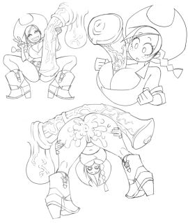 anus ass balls breasts character_request cleavage cow_girl cowgirl_outfit fangdangler female horse_penis horsecock male oc original original_character penis pigtails pussy tagme