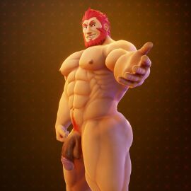 3d balls bara beard facial_hair fate_(series) flaccid iskandar_(fate) male male_only maligma5 muscles muscular nude penis solo solo_male yaoi
