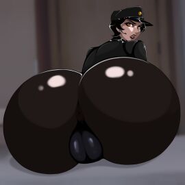 angry angry_expression angry_face ass ass_focus big_ass cosplay cosplayer female female_focus female_only hat htetlin looking_at_viewer looking_back milf mommy oc original original_character police_uniform shouting