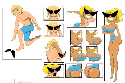 artist_request ass bimbo bimbo_body bimbofied breasts bulge disney dollification female gender_transformation huge_ass huge_breasts knick_knack mtf_transformation permanent_smile pixar smile sunglasses sunnification tagme_(artist) thick_thighs thin_waist transformation transformation_sequence wide_hips