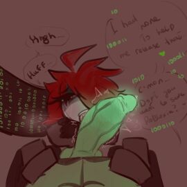 1boy 1girls 1x1x1x1 1x1x1x1_(tr:ud) big_penis blocky_body canon_x_oc crying english_text female green_penis male no_background oc oral original_character penis pov pov_male questionable_consent roblox roblox_game robloxian size_difference speech_bubble straight teary_eyes text the_robloxia:_until_dawn throbbing_penis veiny_penis