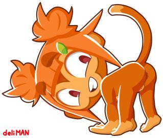 1girls animal ass asshole bangs bent_over bloons bloons_td_6 bloons_tower_defense deliman female haplorhine monkey nude orange_fur orange_hair primate pussy rosalia_(bloons_tower_defense) smile smiling solo solo_female