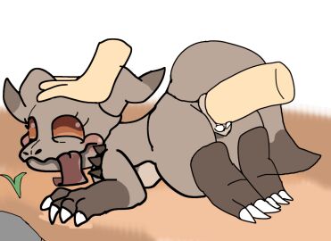 ambiguous_gender animated claws deathclaw dessert eyelashes fallout fallout_(series) horns luftydays non-human penetration self_upload